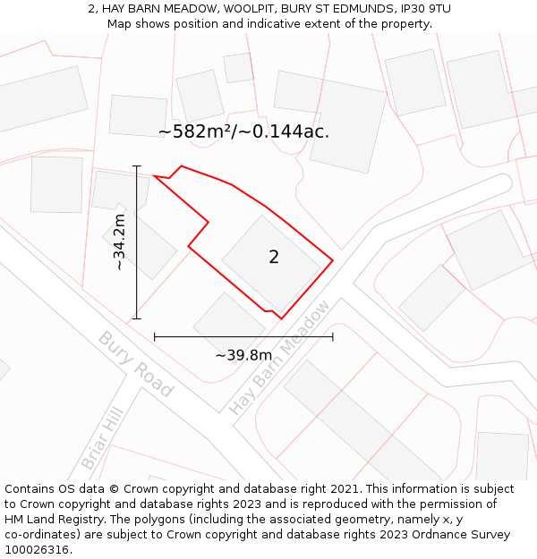 2, HAY BARN MEADOW, WOOLPIT, BURY ST EDMUNDS, IP30 9TU: Plot and title map