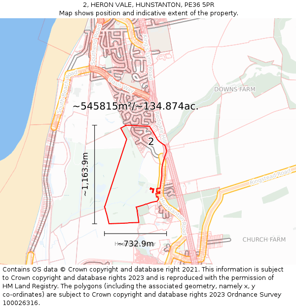 2, HERON VALE, HUNSTANTON, PE36 5PR: Plot and title map
