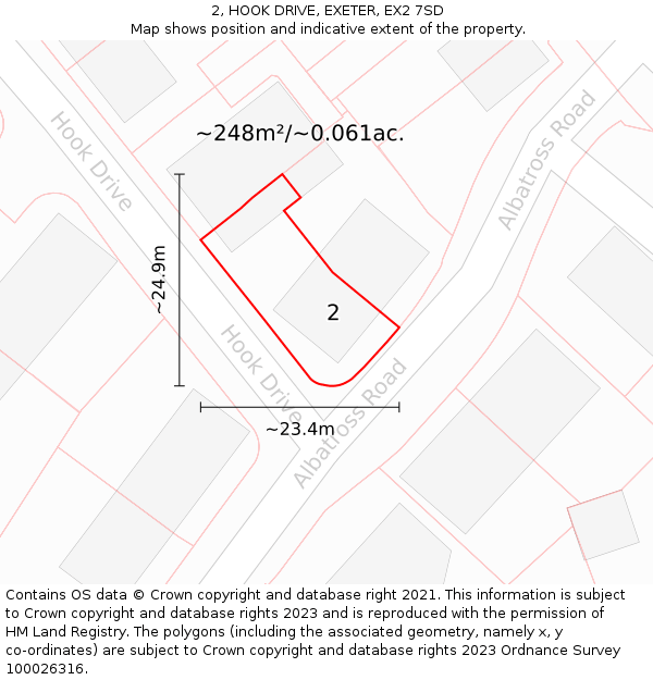 2, HOOK DRIVE, EXETER, EX2 7SD: Plot and title map