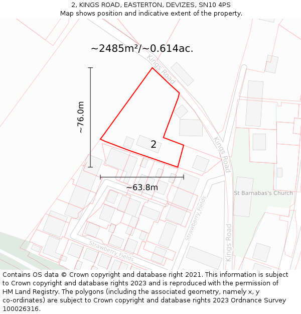 2, KINGS ROAD, EASTERTON, DEVIZES, SN10 4PS: Plot and title map