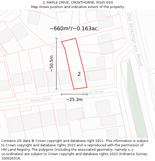 2, MAPLE DRIVE, CROWTHORNE, RG45 6SG: Plot and title map