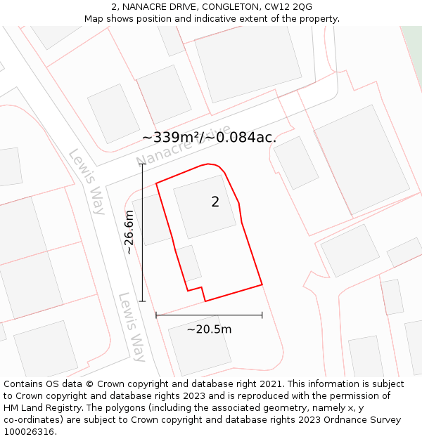 2, NANACRE DRIVE, CONGLETON, CW12 2QG: Plot and title map