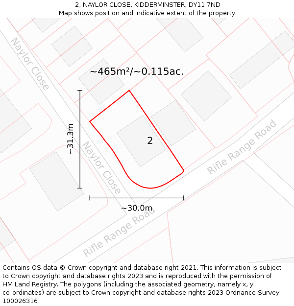 2, NAYLOR CLOSE, KIDDERMINSTER, DY11 7ND: Plot and title map