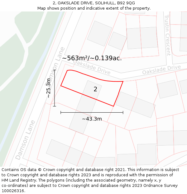 2, OAKSLADE DRIVE, SOLIHULL, B92 9QG: Plot and title map