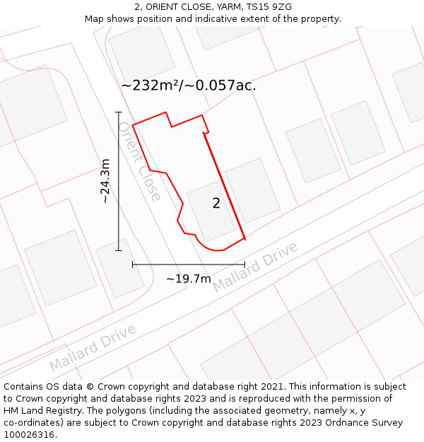 2, ORIENT CLOSE, YARM, TS15 9ZG: Plot and title map