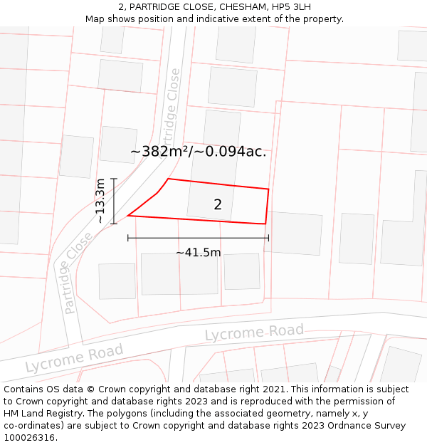 2, PARTRIDGE CLOSE, CHESHAM, HP5 3LH: Plot and title map