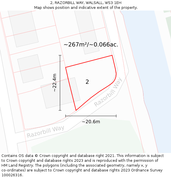 2, RAZORBILL WAY, WALSALL, WS3 1EH: Plot and title map
