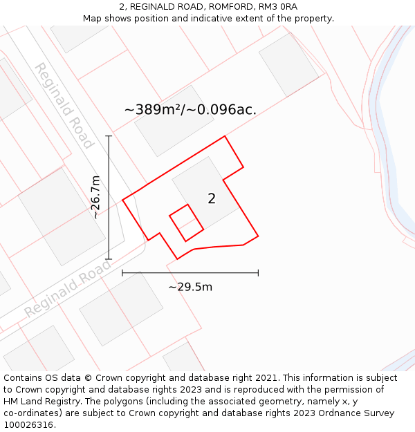 2, REGINALD ROAD, ROMFORD, RM3 0RA: Plot and title map