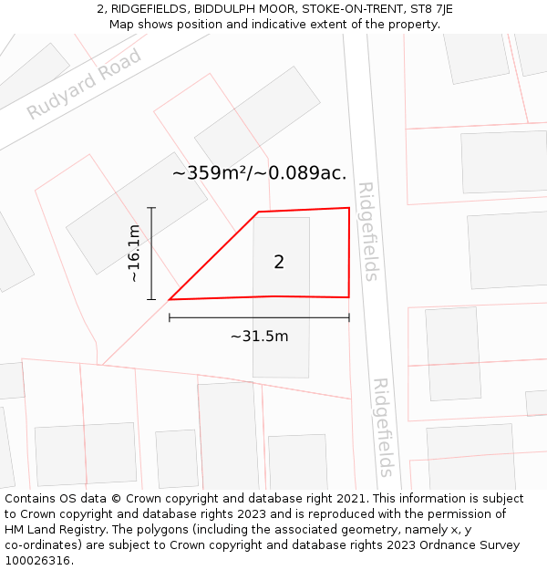 2, RIDGEFIELDS, BIDDULPH MOOR, STOKE-ON-TRENT, ST8 7JE: Plot and title map