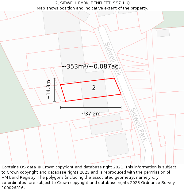 2, SIDWELL PARK, BENFLEET, SS7 1LQ: Plot and title map
