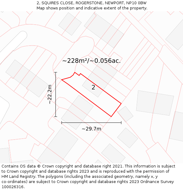 2, SQUIRES CLOSE, ROGERSTONE, NEWPORT, NP10 0BW: Plot and title map