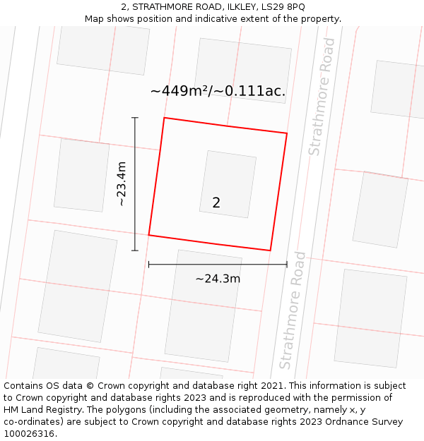 2, STRATHMORE ROAD, ILKLEY, LS29 8PQ: Plot and title map