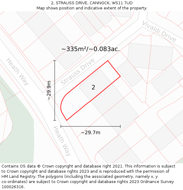 2, STRAUSS DRIVE, CANNOCK, WS11 7UD: Plot and title map