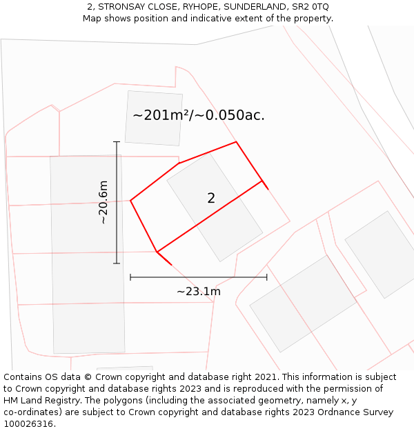 2, STRONSAY CLOSE, RYHOPE, SUNDERLAND, SR2 0TQ: Plot and title map