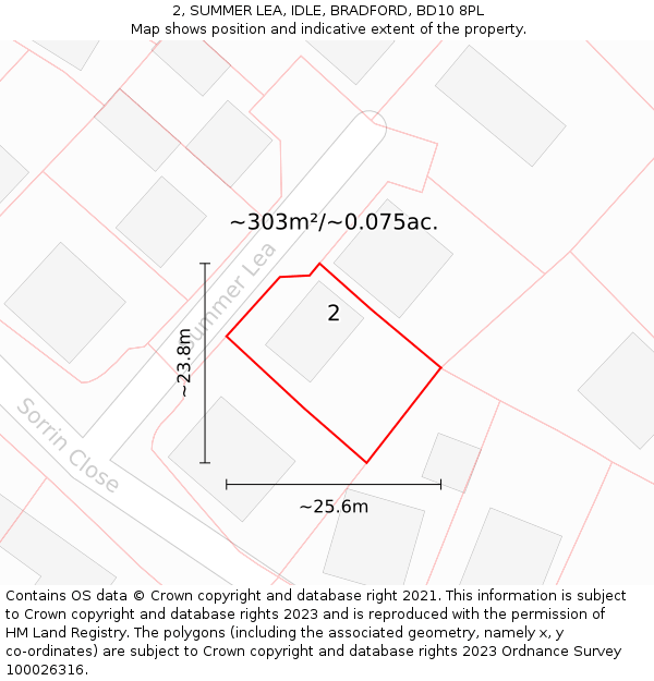 2, SUMMER LEA, IDLE, BRADFORD, BD10 8PL: Plot and title map