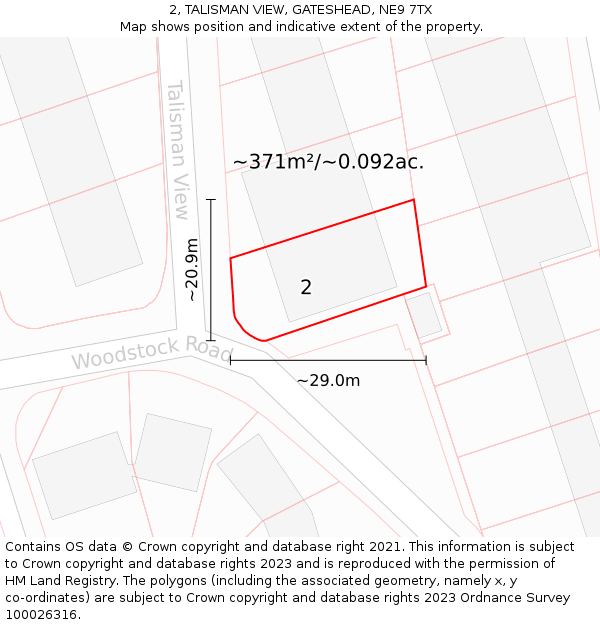 2, TALISMAN VIEW, GATESHEAD, NE9 7TX: Plot and title map