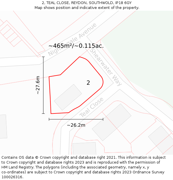 2, TEAL CLOSE, REYDON, SOUTHWOLD, IP18 6GY: Plot and title map