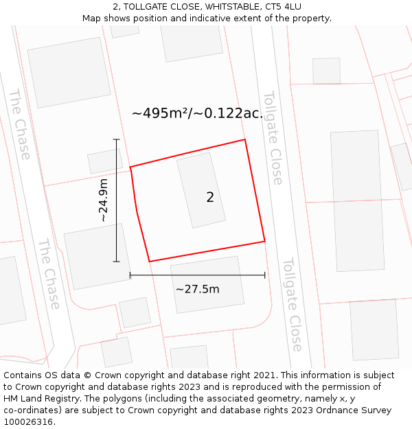 2, TOLLGATE CLOSE, WHITSTABLE, CT5 4LU: Plot and title map