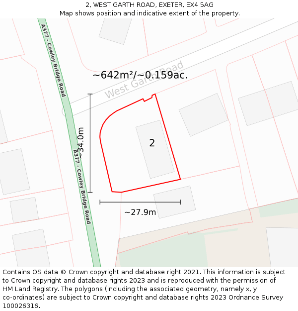 2, WEST GARTH ROAD, EXETER, EX4 5AG: Plot and title map