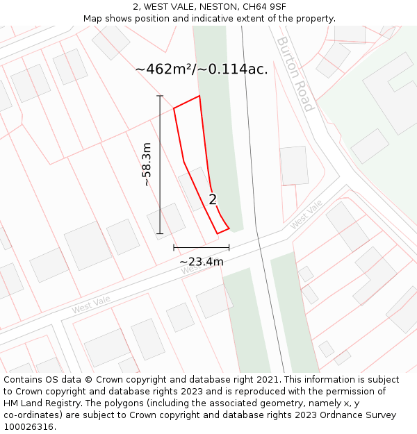 2, WEST VALE, NESTON, CH64 9SF: Plot and title map