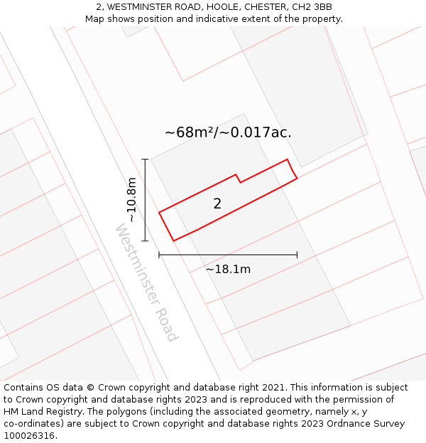 2, WESTMINSTER ROAD, HOOLE, CHESTER, CH2 3BB: Plot and title map