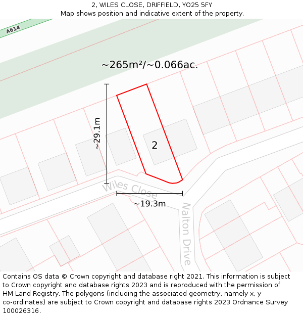 2, WILES CLOSE, DRIFFIELD, YO25 5FY: Plot and title map