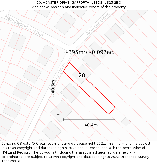 20, ACASTER DRIVE, GARFORTH, LEEDS, LS25 2BQ: Plot and title map