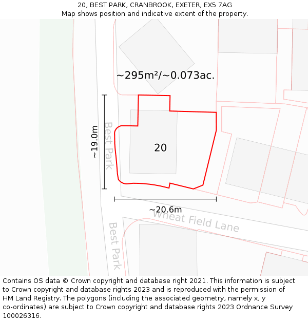 20, BEST PARK, CRANBROOK, EXETER, EX5 7AG: Plot and title map