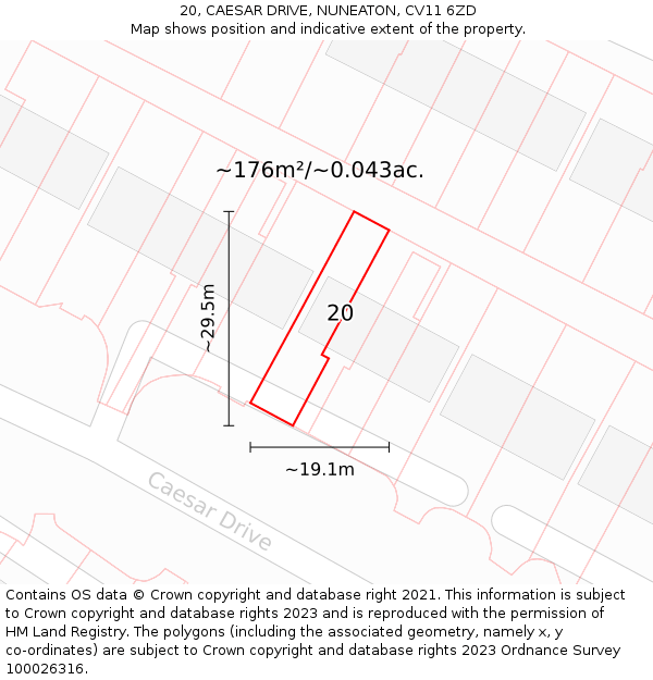20, CAESAR DRIVE, NUNEATON, CV11 6ZD: Plot and title map
