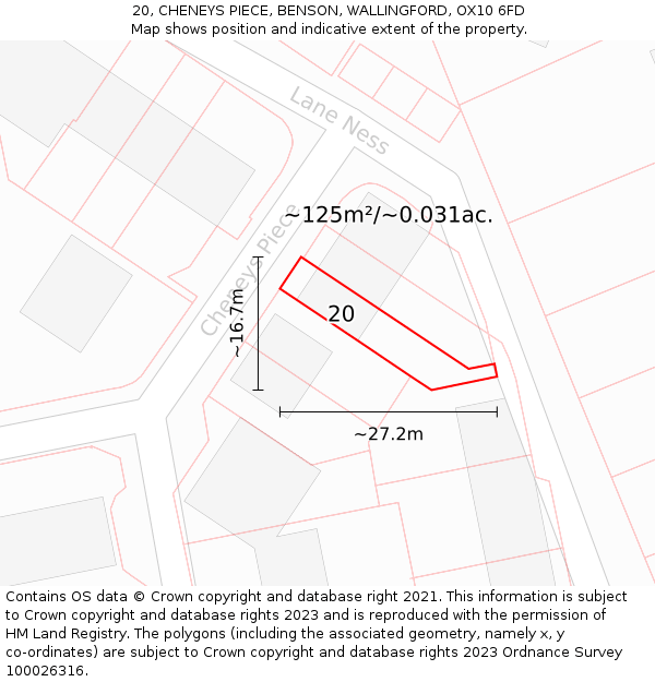 20, CHENEYS PIECE, BENSON, WALLINGFORD, OX10 6FD: Plot and title map