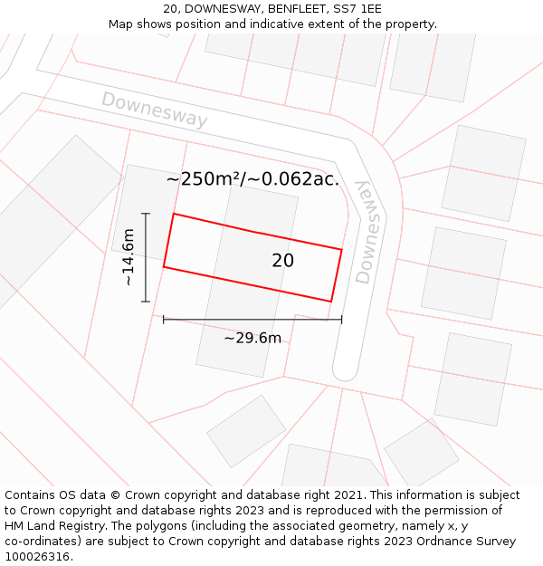 20, DOWNESWAY, BENFLEET, SS7 1EE: Plot and title map