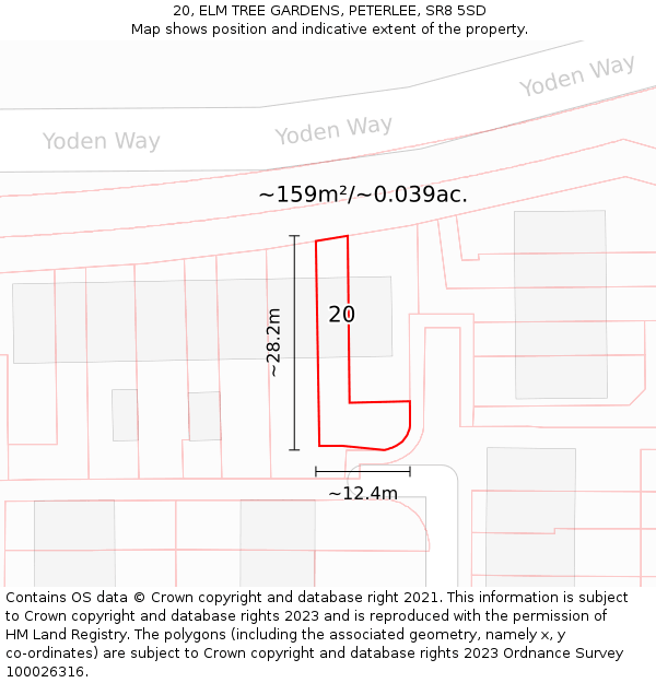20, ELM TREE GARDENS, PETERLEE, SR8 5SD: Plot and title map