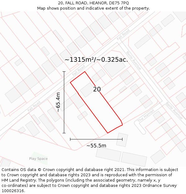 20, FALL ROAD, HEANOR, DE75 7PQ: Plot and title map