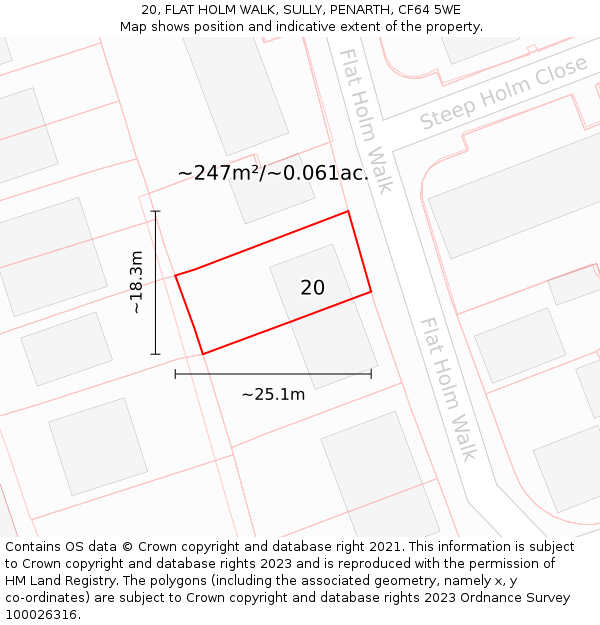 20, FLAT HOLM WALK, SULLY, PENARTH, CF64 5WE: Plot and title map
