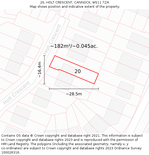 20, HOLT CRESCENT, CANNOCK, WS11 7ZA: Plot and title map