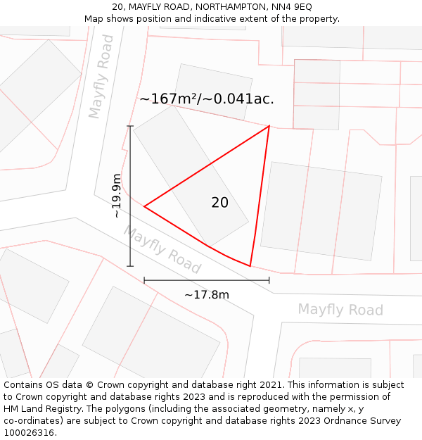20, MAYFLY ROAD, NORTHAMPTON, NN4 9EQ: Plot and title map
