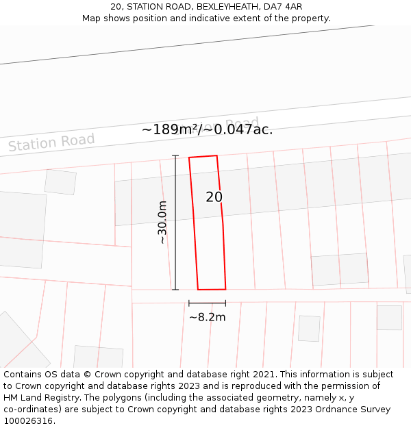 20, STATION ROAD, BEXLEYHEATH, DA7 4AR: Plot and title map