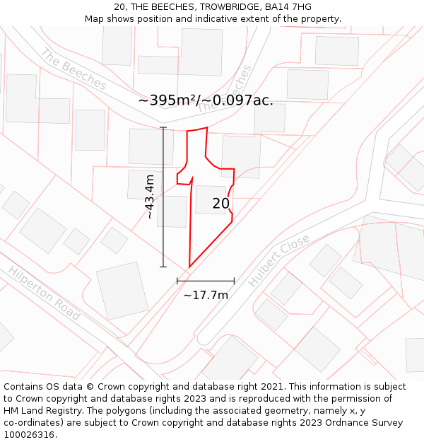 20, THE BEECHES, TROWBRIDGE, BA14 7HG: Plot and title map