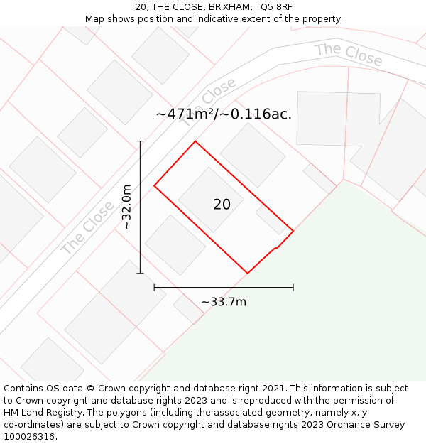 20, THE CLOSE, BRIXHAM, TQ5 8RF: Plot and title map