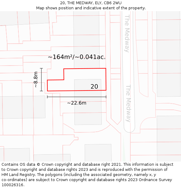 20, THE MEDWAY, ELY, CB6 2WU: Plot and title map
