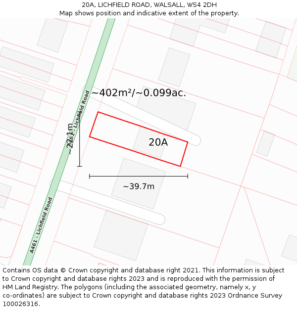20A, LICHFIELD ROAD, WALSALL, WS4 2DH: Plot and title map