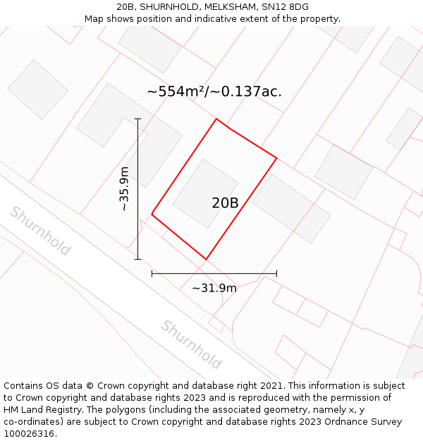 20B, SHURNHOLD, MELKSHAM, SN12 8DG: Plot and title map