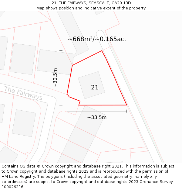 21, THE FAIRWAYS, SEASCALE, CA20 1RD: Plot and title map