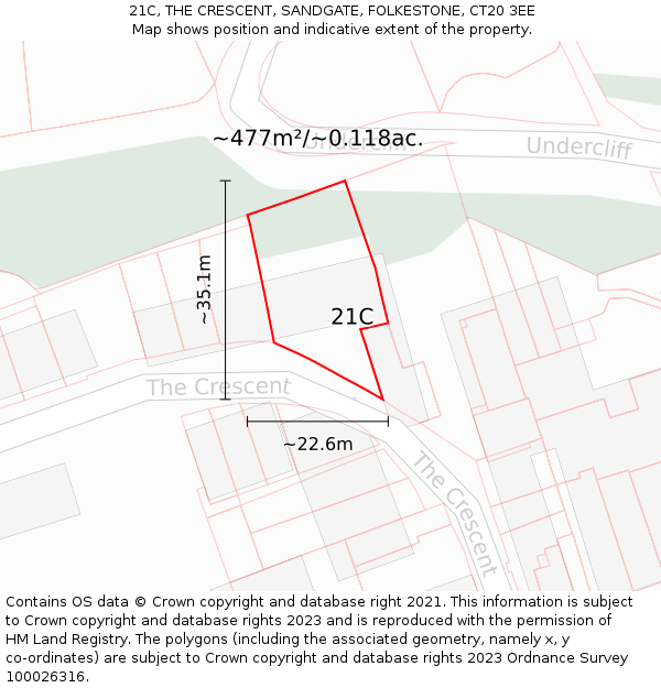 21C, THE CRESCENT, SANDGATE, FOLKESTONE, CT20 3EE: Plot and title map