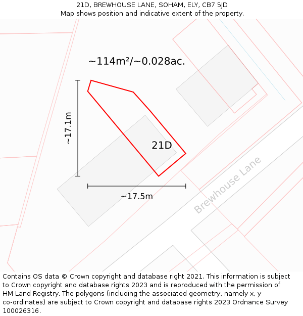 21D, BREWHOUSE LANE, SOHAM, ELY, CB7 5JD: Plot and title map