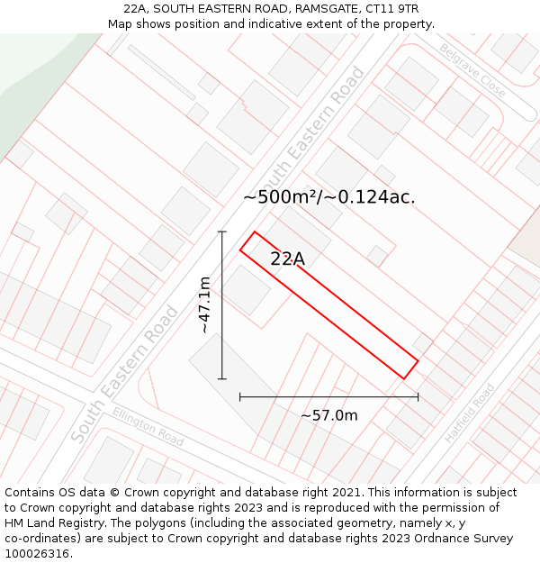 22A, SOUTH EASTERN ROAD, RAMSGATE, CT11 9TR: Plot and title map