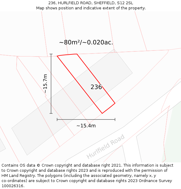 236, HURLFIELD ROAD, SHEFFIELD, S12 2SL: Plot and title map