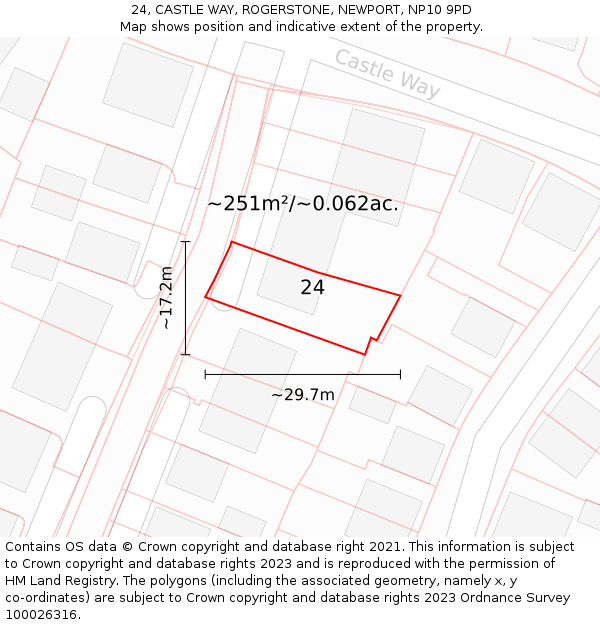 24, CASTLE WAY, ROGERSTONE, NEWPORT, NP10 9PD: Plot and title map