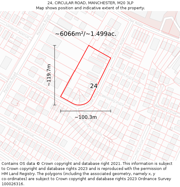 24, CIRCULAR ROAD, MANCHESTER, M20 3LP: Plot and title map