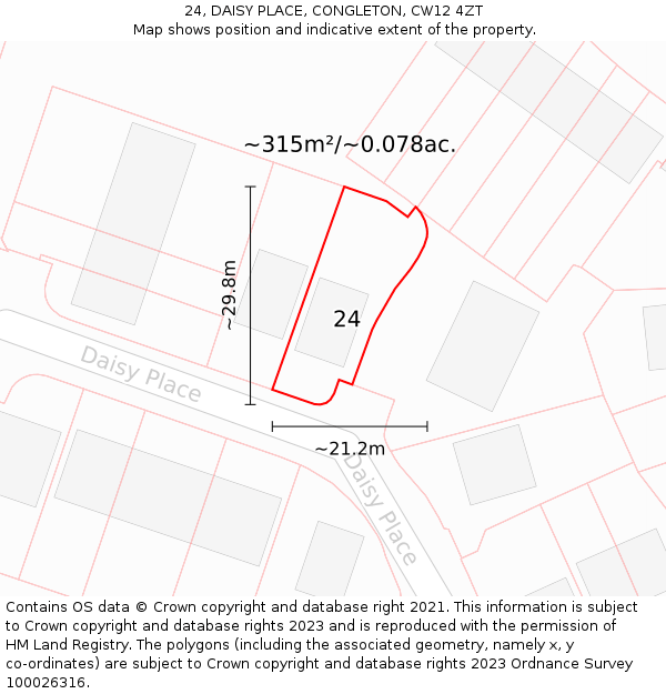 24, DAISY PLACE, CONGLETON, CW12 4ZT: Plot and title map